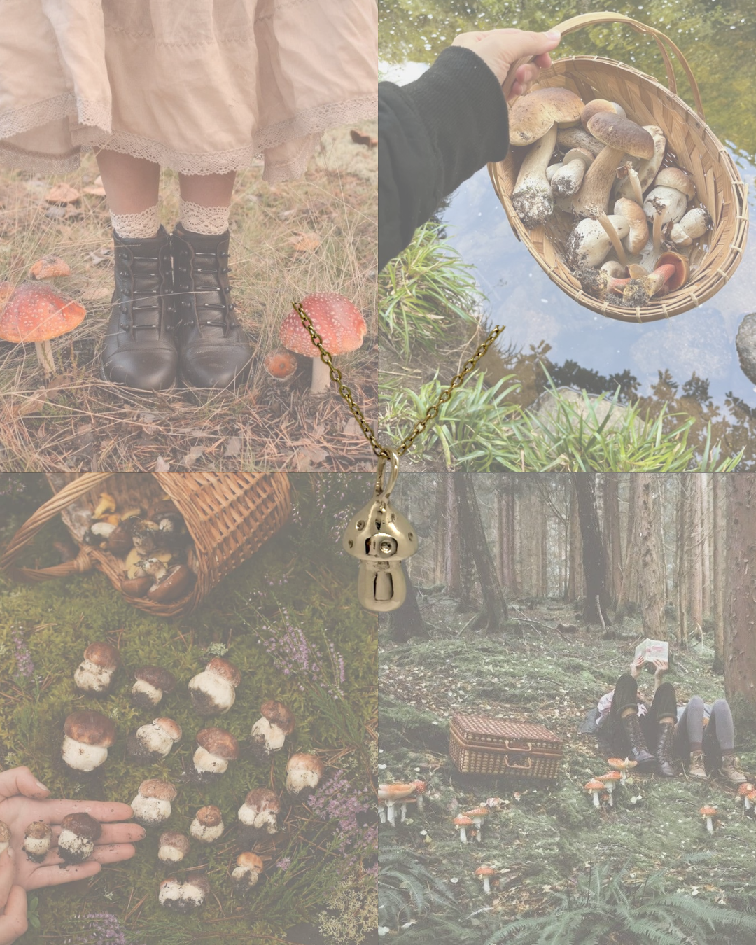 Mushroom charm necklace