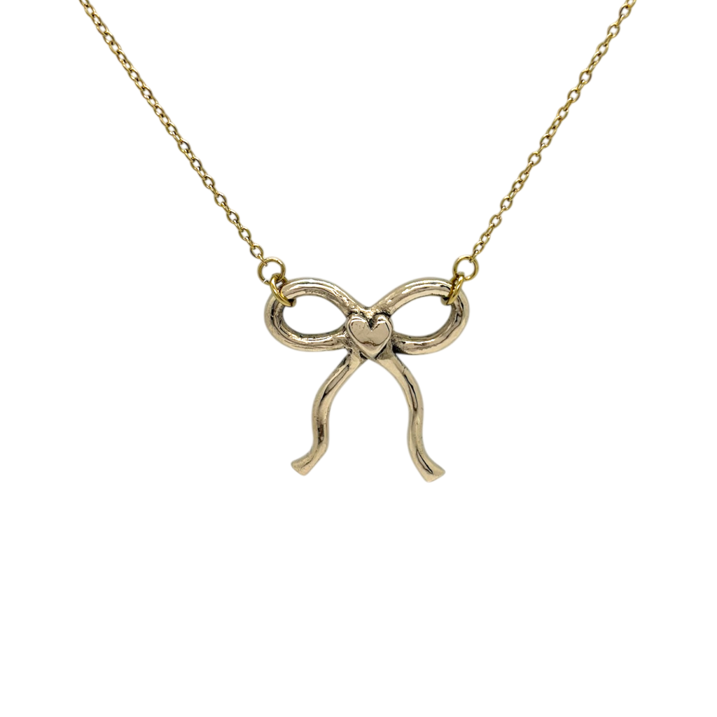 Heart bow charm necklace