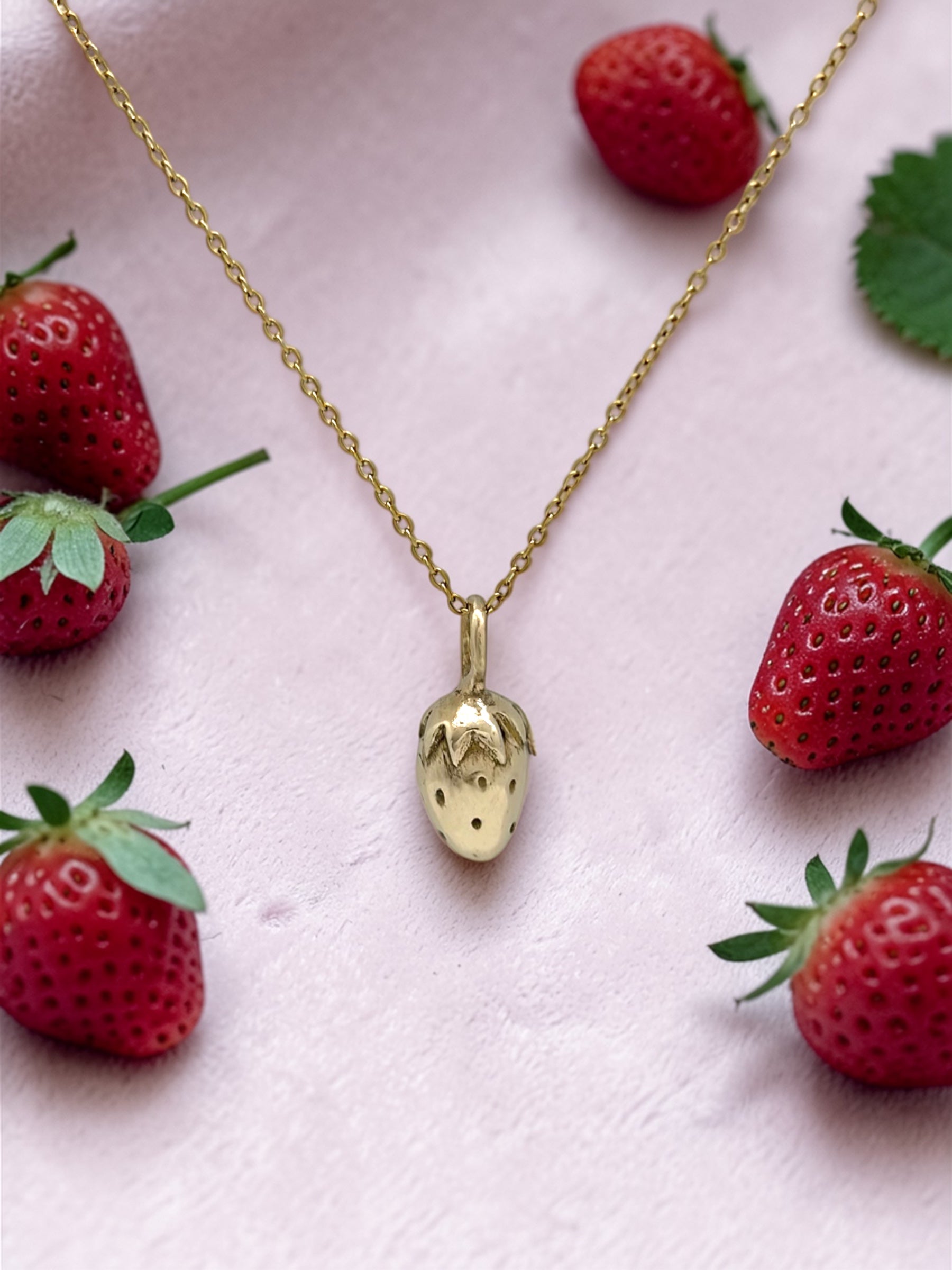 Strawberry charm necklace
