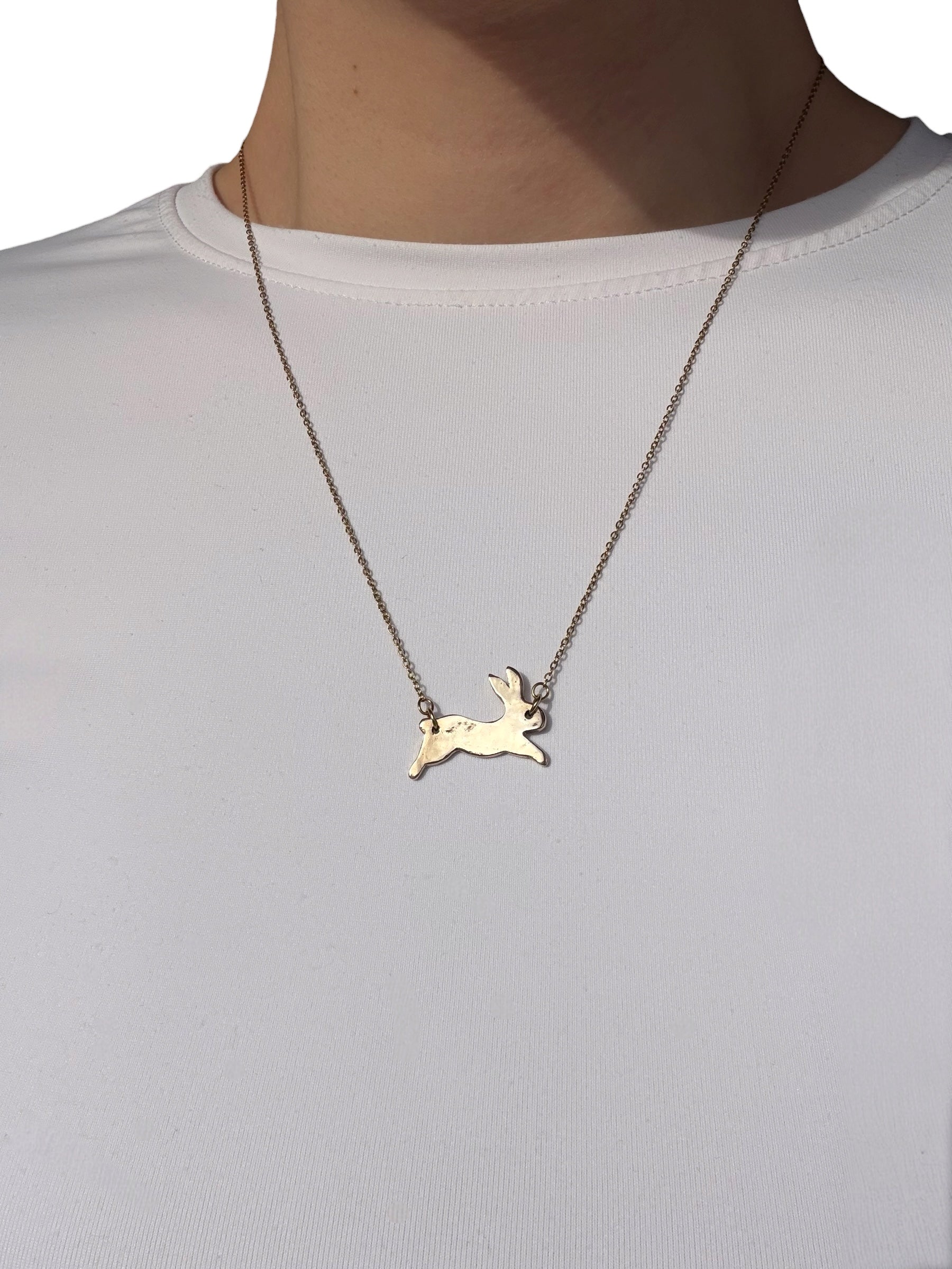 Running bunny charm necklace